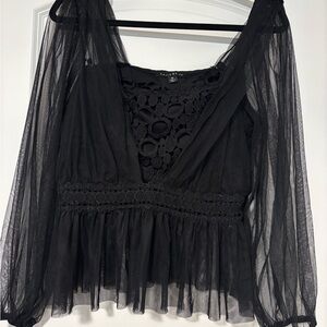 Elegant Black Lace Women’s Top